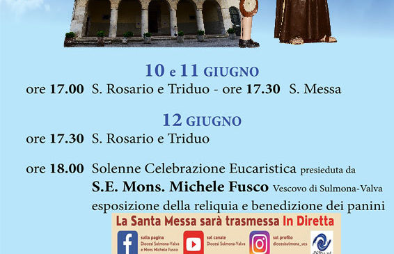 Festa Di S Antonio Programma Social Diocesi Di Sulmona Valva